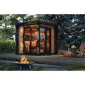 Blocksauna Pro — Massive Kubus-Sauna mit Panorama-Glasfront