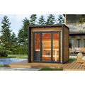 Blocksauna Essential — Moderne Gartensauna mit Panorama-Glasfront